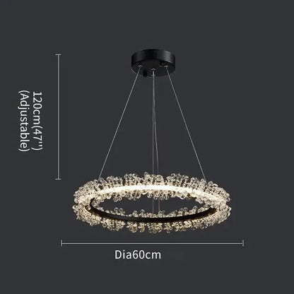 DecorBites™ Crystal Gold Ring LED Chandelier for Home Decoration Luxurious Living Room Dining Bedroom