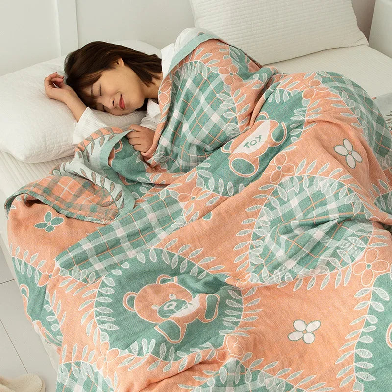 DecorBites™ Cotton Gauze Boho Throw Blanket - Cozy Bedspread & Sofa Cover