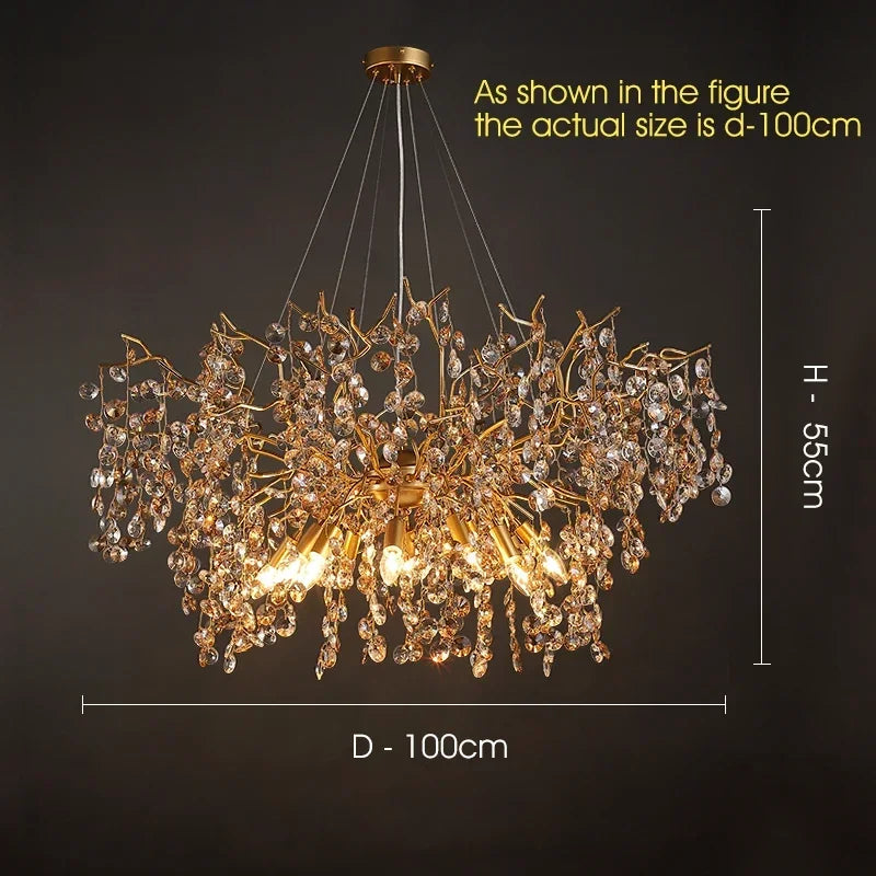 DecorBites™ Crystal LED Chandelier 60/80/100 cm Golden Luxury Lamp for Dining & Living Room