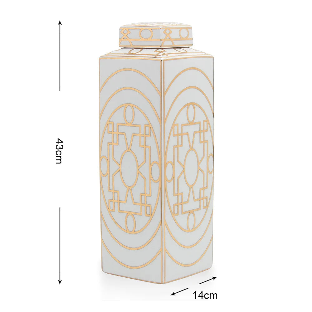 Gold Ceramic Cylinder Vase