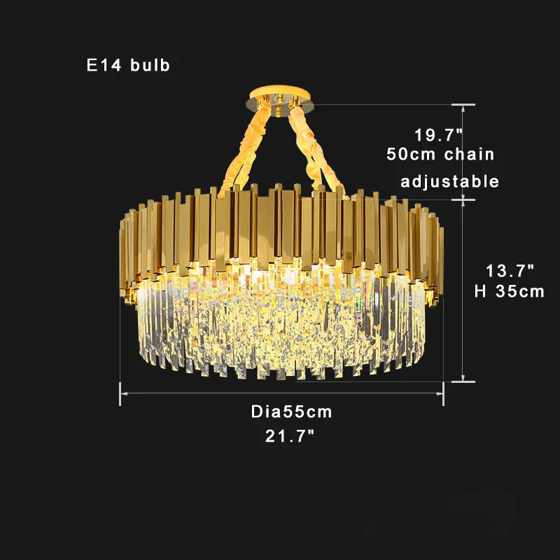 Gold Crystal Ceiling Chandelier 2-Layer Dia150cm