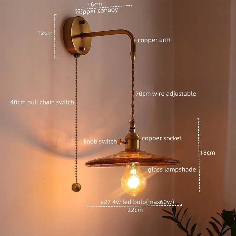 DecorBites™ Glass Copper LED Wall Lights for Home Restaurant Living Room Bedroom