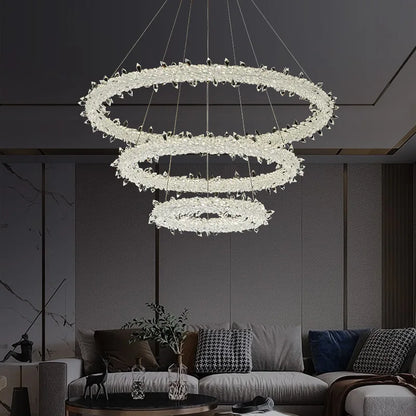DecorBites™ Luxe Crystal Pendant Light - Dimmable LED Art Deco Circle Lamp