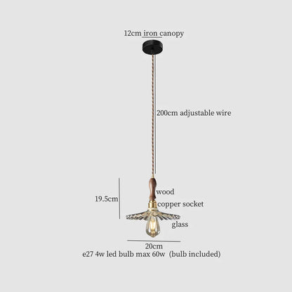DecorBites™ Copper Wood Glass LED Pendant Lamp - French Minimalist Design for Home Decor