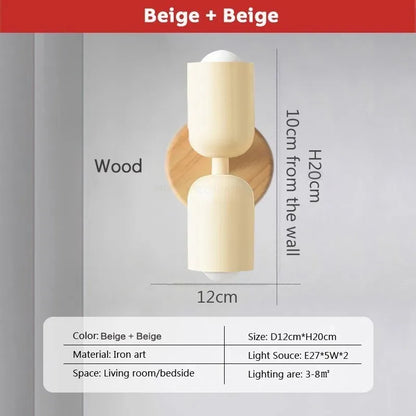DecorBites™ Cream Zipper Wooden Wall Lamp for Bedroom Living Room Hallway Illumination