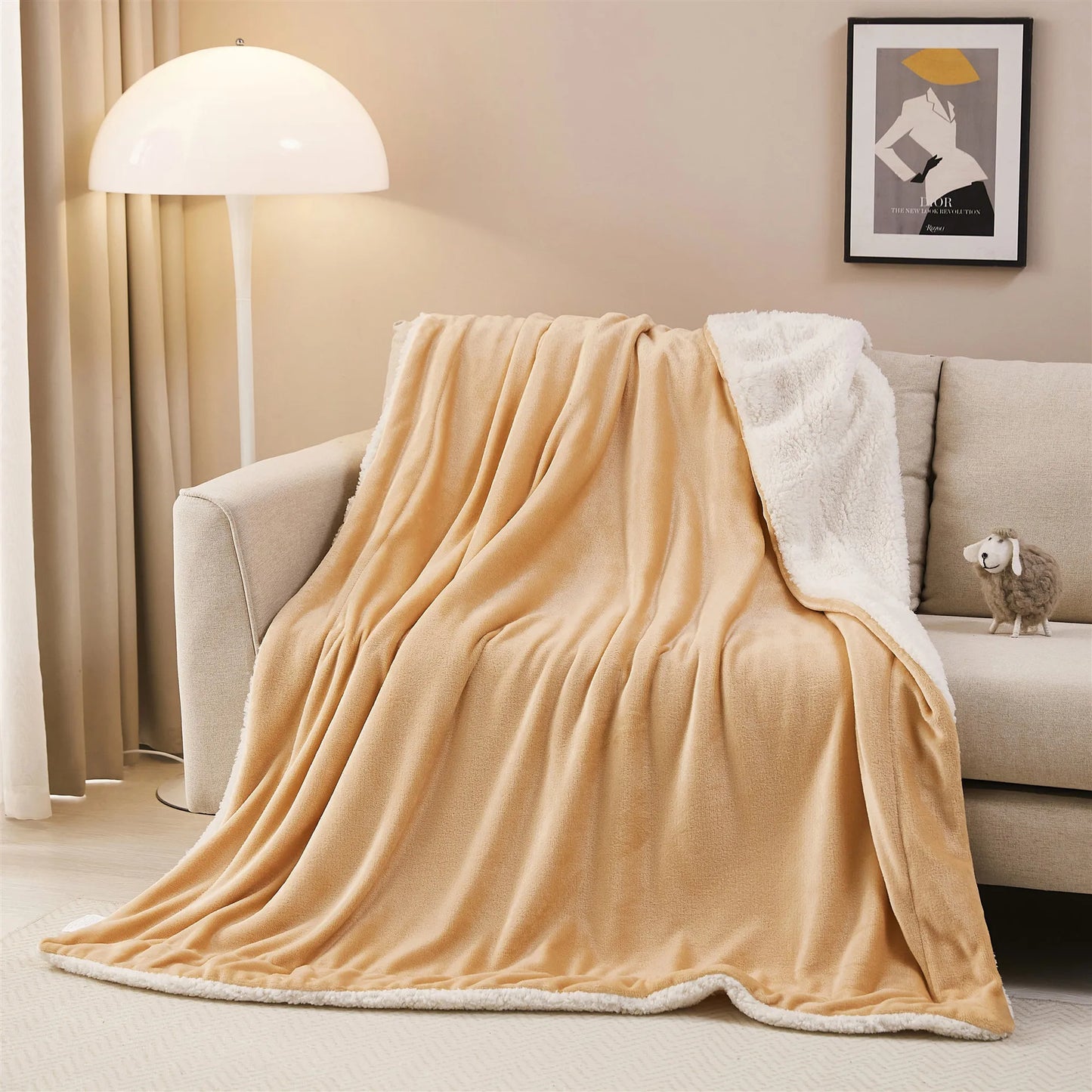 DecorBites™ Cozy Sherpa Twin Blanket - Reversible Fleece and Velvet Plush Warm Winter Bed Throw