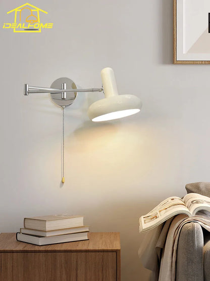 DecorBites™ Cream Wind Wall Lamp LED E27 Swing Arm Telescopic Staircase Bedside Reading