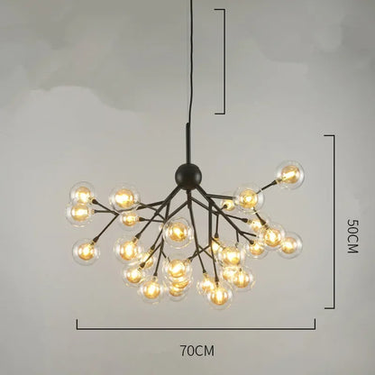 DecorBites™ Heracleum Firefly Glass Round Ball Chandelier - Luxury Staircase Dining Room Lighting