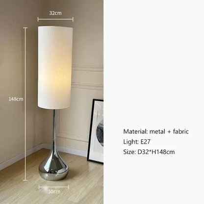DecorBites™ Cream Fabric Shade LED Floor Lamp | Nordic Minimalist Style for Bedroom & Living Room