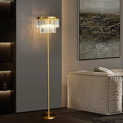 DecorBites™ Crystal Brass Floor Lamp: Modern Nordic Style LED Standing Light
