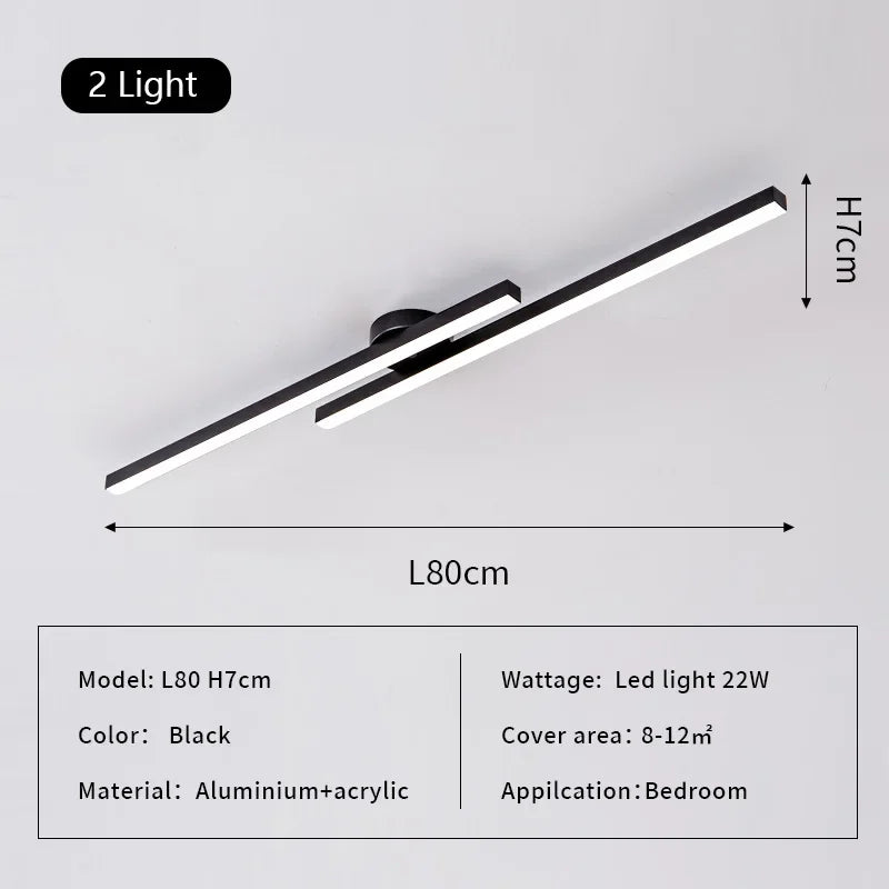 Black LED Ceiling Lamp 8-Light L120cm Remote