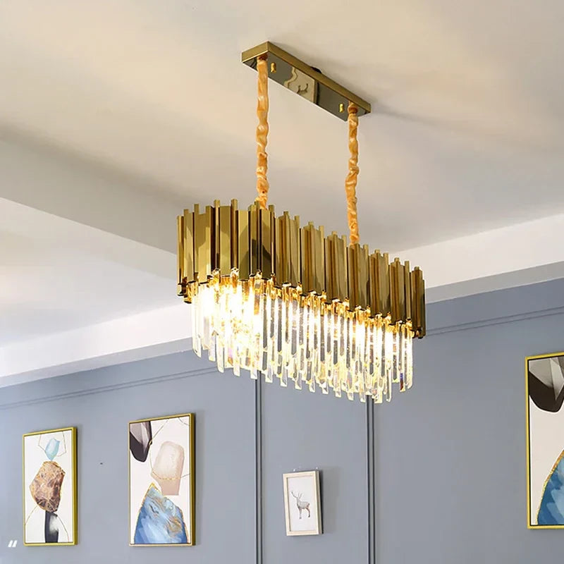 Gold Round Crystal Chandelier 72cm Hanging
