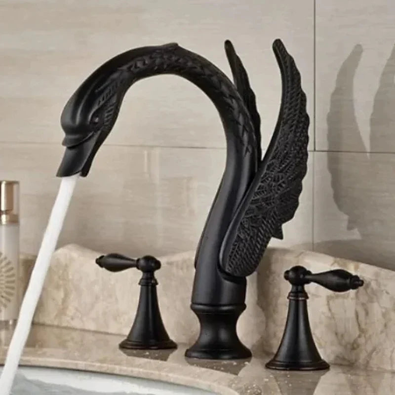 Gold Swan Basin Faucet Dual-Handle Design