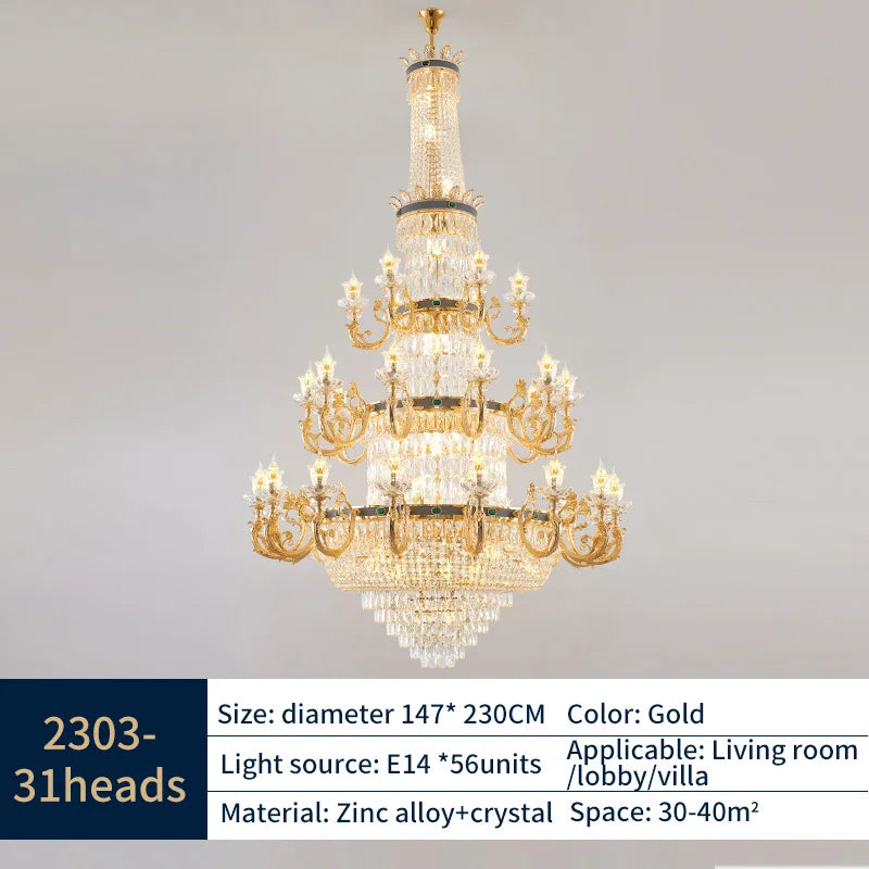 DecorBites™ Elegant Duplex Crystal Chandelier for Villa Living Room & Hotel Lobby