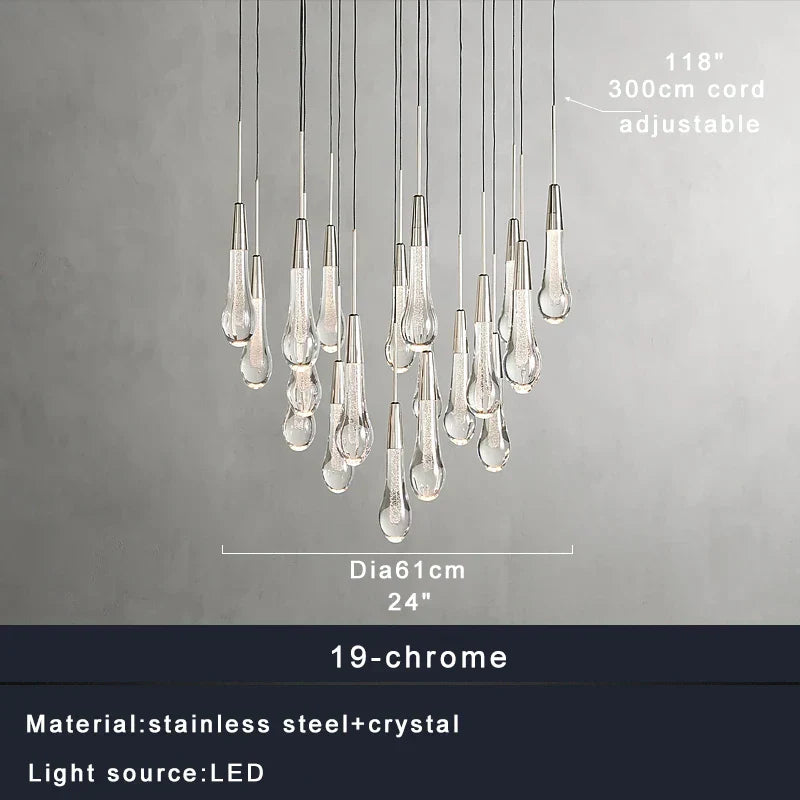 DecorBites™ Crystal Water-drop Chandelier Light Fixture - Luxury Stairwell Decor