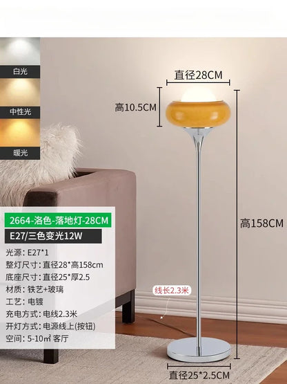 DecorBites™ Glass Iron LED Floor Lamp Modern Decor Art Stand Light Bedside Study Living