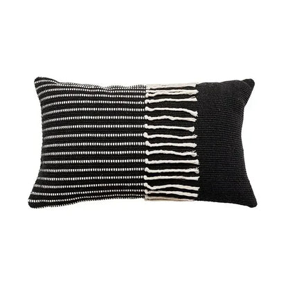 DecorBites™ Geometric Tufted Tassel Cushion Cover Cotton Canvas Fall Pillow Cover