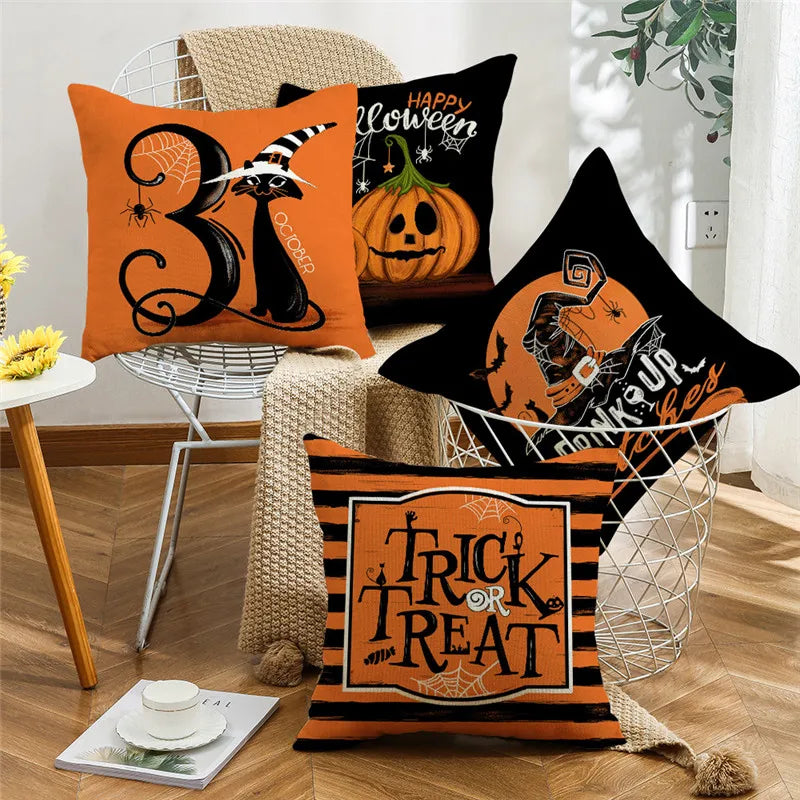 Pumpkin Witch Print Pillowcase