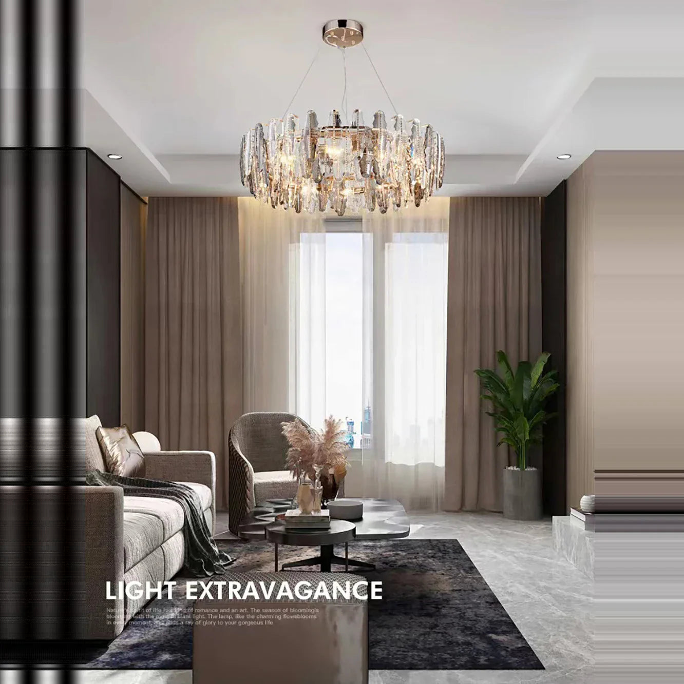 Crystal Leaf Chandelier 150cm Duplex Design