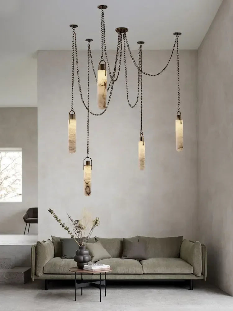 Gold Chrome Marble Chandelier