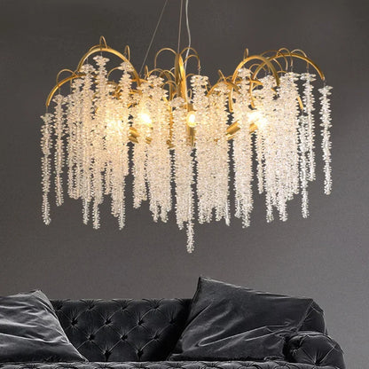 DecorBites™ Gold Glass LED Crystal Chandeliers for Luxe Dining Room Decor