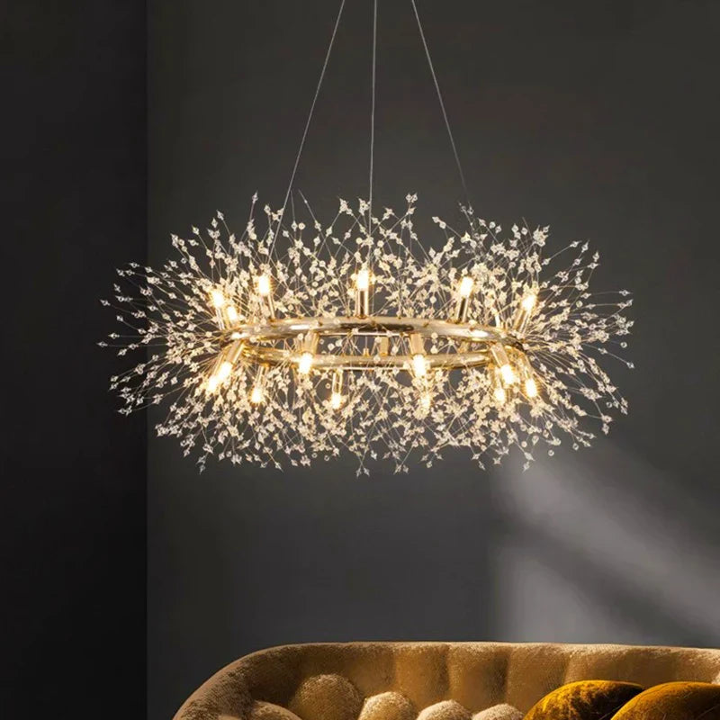 Gold Sculptural LED Chandelier 20-Head Artistic