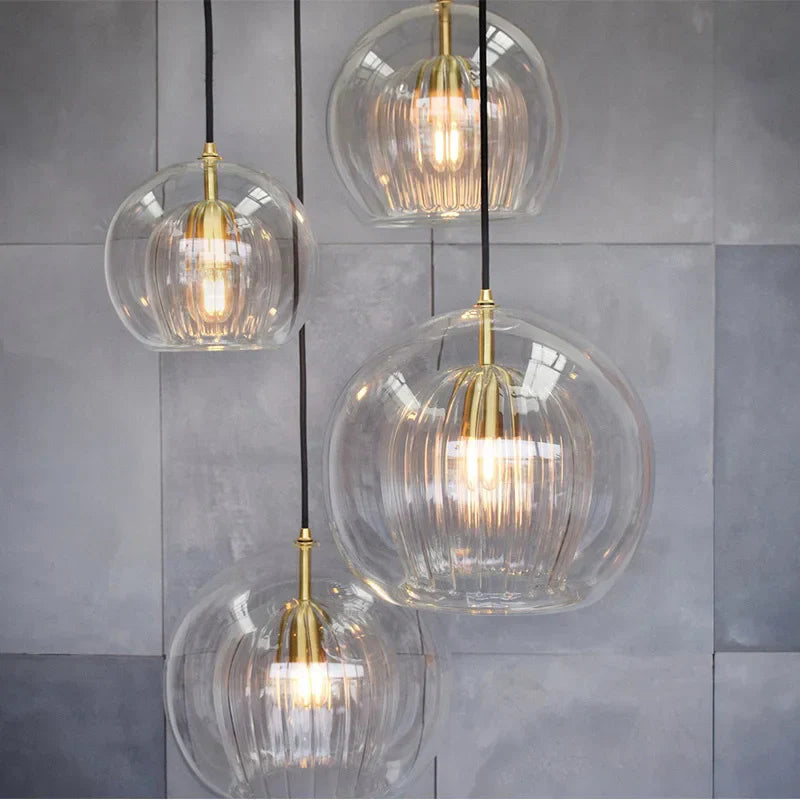 Gold Glass Ball Pendant Light