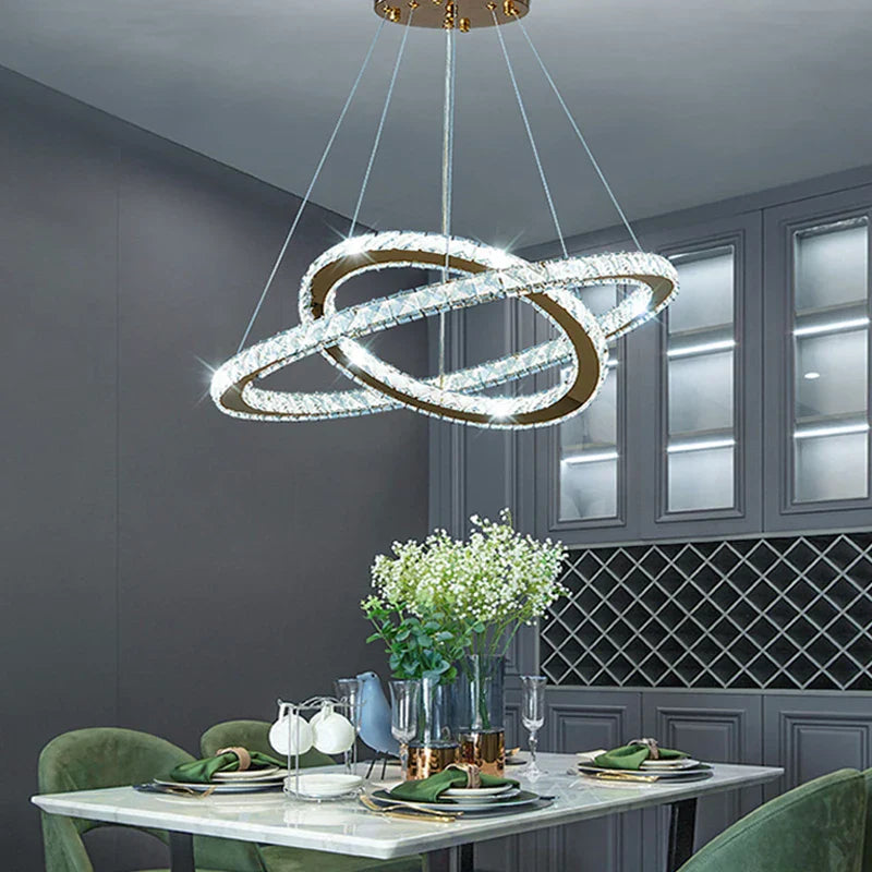 Gold LED Crystal Chandelier Chrome D100cm