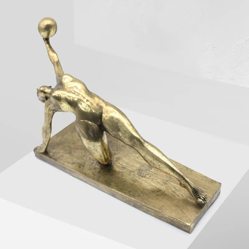 DecorBites™ Golden Gymnast Figurine Ball Decor Home Decoration Resin Handicrafts