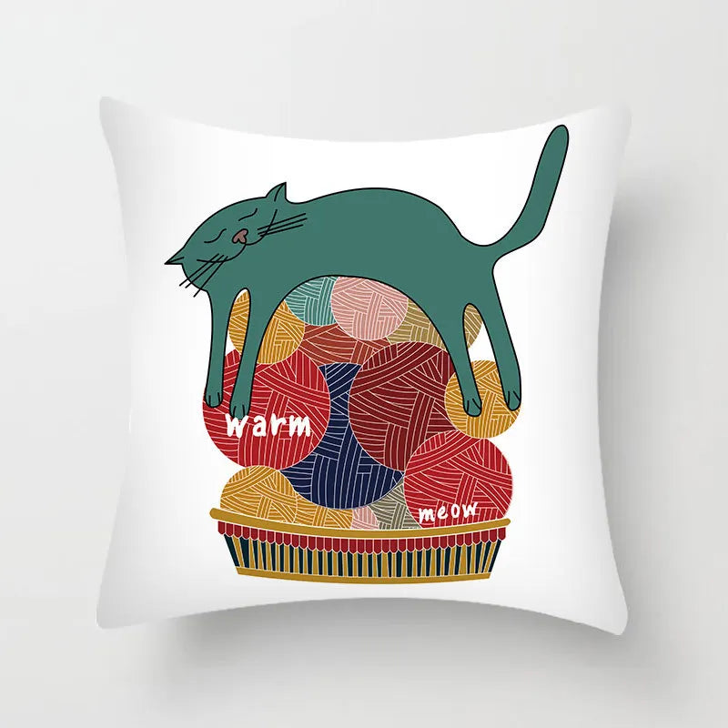 Cat Pattern Pillow Cover