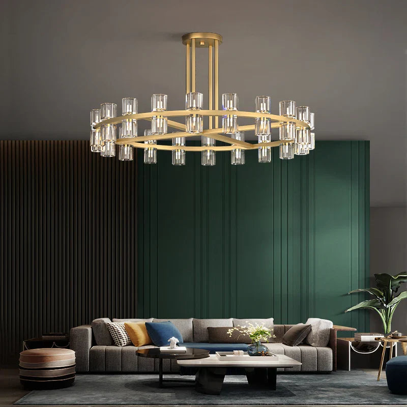 DecorBites™ Crystal Black Gold Luxury LED Hanging Pendant Light for Living Room