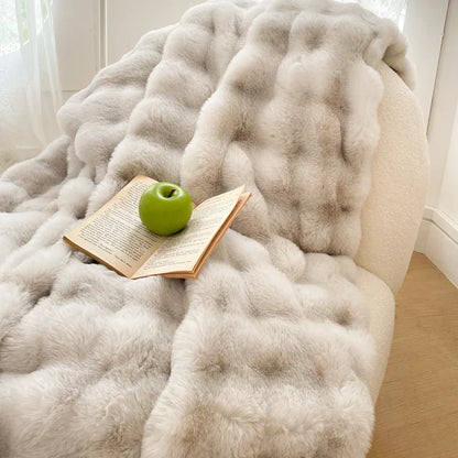 DecorBites™ Gradient Pink Double Layer Faux Fur Winter Blanket
