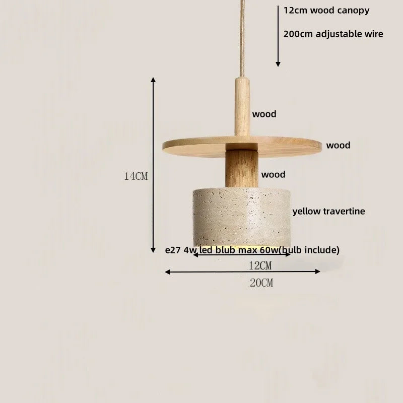 Aluminum LED Pendant Light Travertine E27 Base