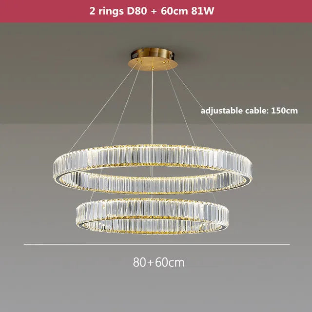 Gold Crystal Ring Chandelier Dia120cm Modern LED