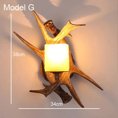 DecorBites™ Deer Horn Resin Wall Lamp with Warm White LED Light