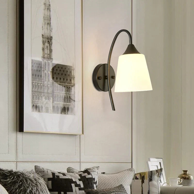 DecorBites™ Gold Glass Wall Lamp Bedroom Sconce for Hotel Living Room Aisle Staircase