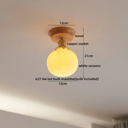 DecorBites™ Copper Wood LED Ceiling Lamp Ceramic Modern Ceiling Lights for Home Decor