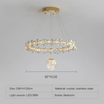 DecorBites™ Gold Crystal Spiral Chandelier LED Pendant Lights for Home Decoration