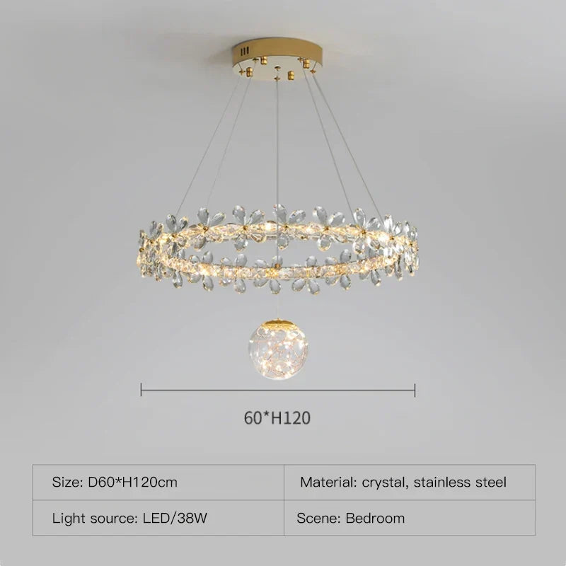 Gold Crystal Spiral Chandelier Type-A D80cm