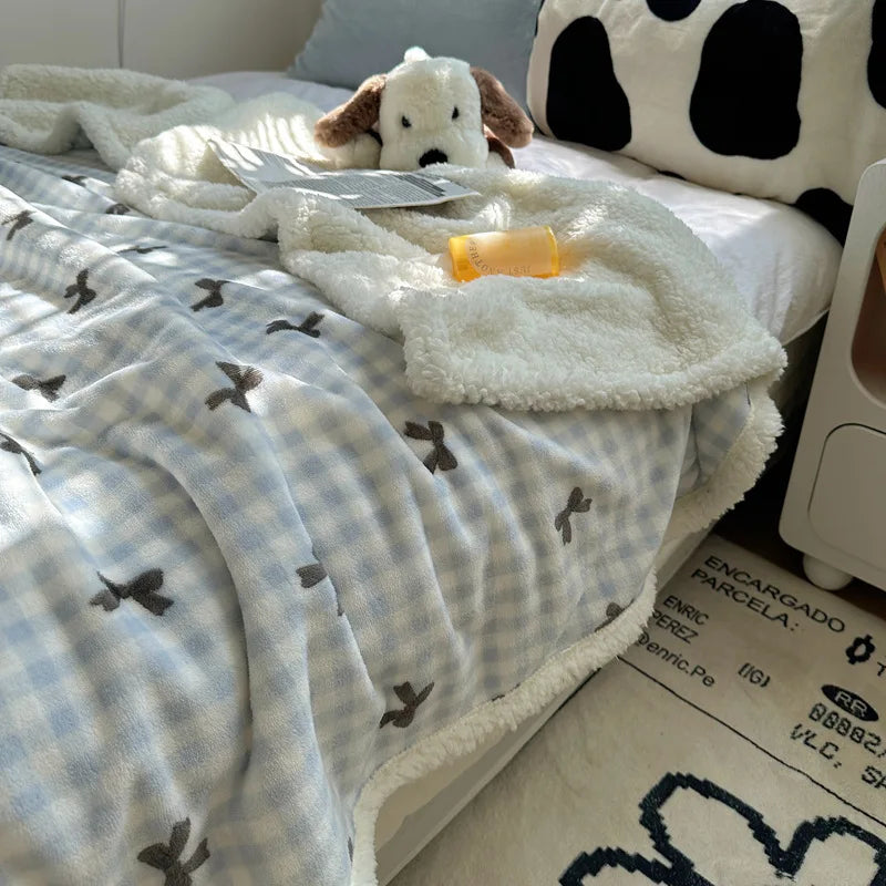 DecorBites™ Cozy Fleece Blanket | Multi-Use Office & Home Shawl | Soft & Warm Blanket