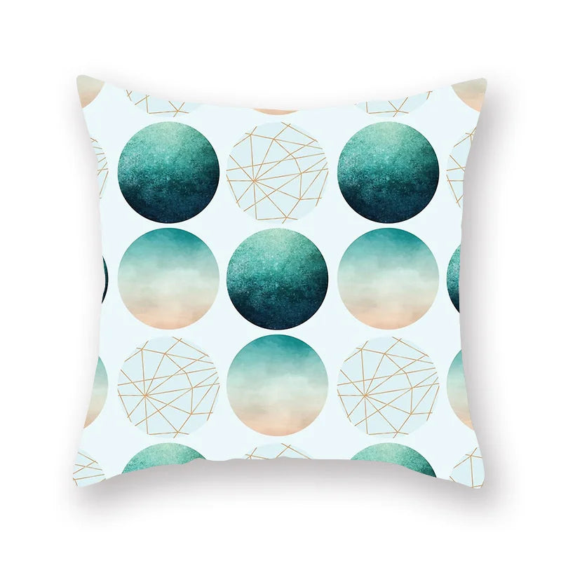 DecorBites™ Geometric Leaf Flower Pillowcase Teal Blue Sofa Car Home Decor Throw Cover