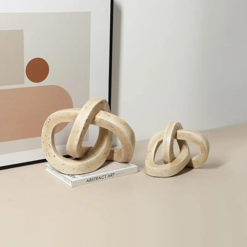 DecorBites™ Geometric Interlocking Loop Knot Resin Art Ring Figurine