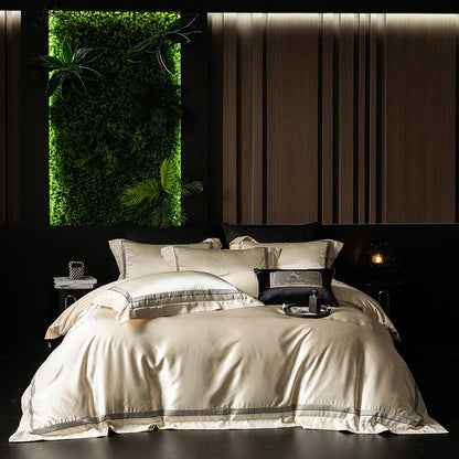 DecorBites™ Luxe Champagne Bedding Set in Silky Egyptian Cotton - Queen King Sizes