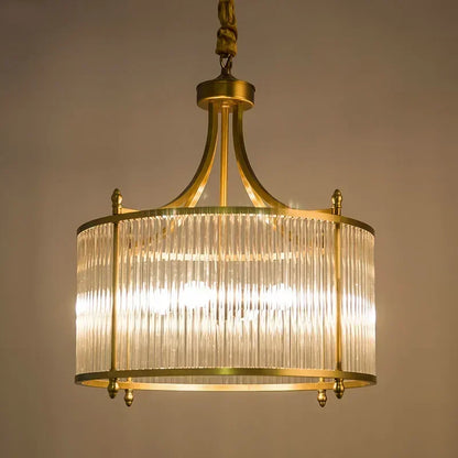 DecorBites™ Golden Copper Glass Chandelier LED Ceiling Pendant Light