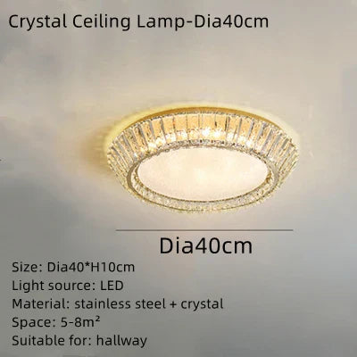 DecorBites™ Gold Crystal Ceiling Light: Nordic Modern Round Lighting Fixture for Bedroom and Restaurant