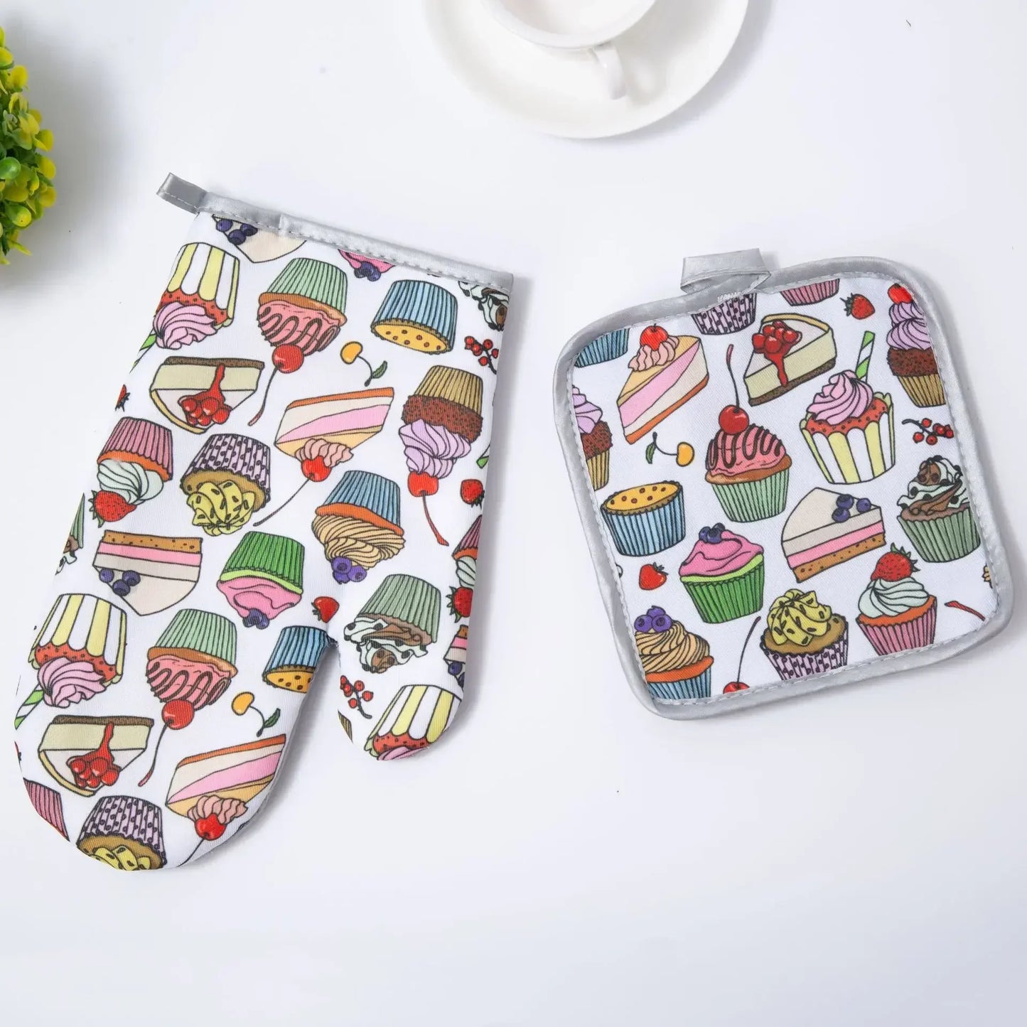 DecorBites™ Cotton Kitchen Baking Microwave Gloves for Heat Resistant Baking Oven Safety
