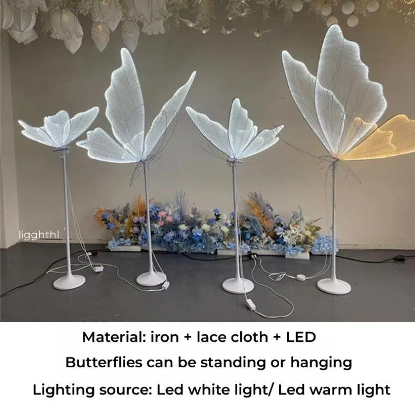 Butterfly LED Floor Lamp Gold 120cm Wedding Style