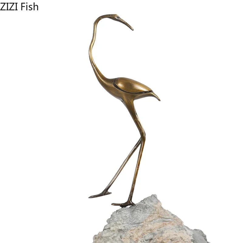 Golden Crane Desk Sculpture