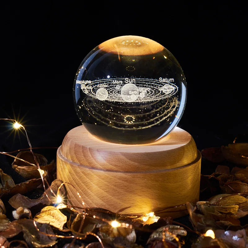 DecorBites™ Crystal Ball Music Box: Rotating Light Projection, Birthday & Valentine's Day Gift