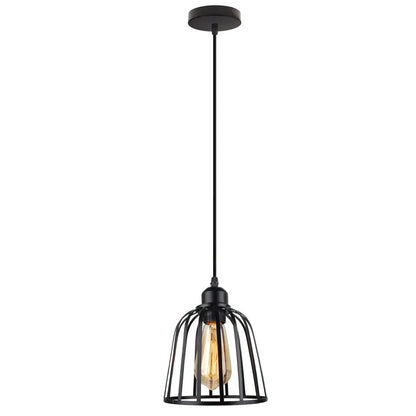 Vintage Black Metal Wire Cage Pendant Light